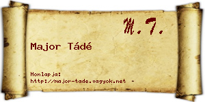 Major Tádé névjegykártya